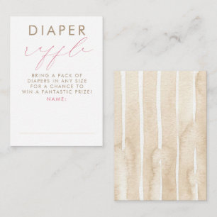 Beige Rosa Weiße Windel-Raffle Baby Shower Tickets Begleitkarte