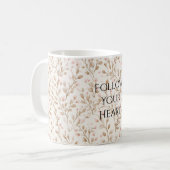 Beige Rosafarbenes Blumenmuster Kaffeetasse (Vorderseite Links)