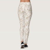 Beige Rosafarbenes Blumenmuster Leggings (Rückseite)
