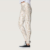 Beige Rosafarbenes Blumenmuster Leggings (Links)