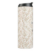 Beige Rosafarbenes Blumenmuster Thermosbecher (Nach links gedreht)
