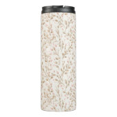 Beige Rosafarbenes Blumenmuster Thermosbecher (Rückseite)