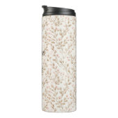 Beige Rosafarbenes Blumenmuster Thermosbecher (Nach rechts gedreht)