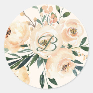 Beige Rose Blumenaufkleber Runder Aufkleber