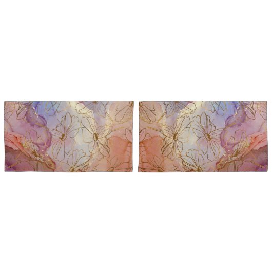 Beige Rose Gold Blume Kissenbezug (Vorderseite-Set)