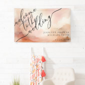 Beige Rose Gold Wasserfarbe Rosa Hochzeit Banner (Insitu)