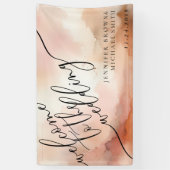 Beige Rose Gold Wasserfarbe Rosa Hochzeit Banner (Vertikal)