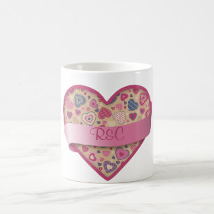 Beige Rose-Herz mit der Fahne, kundengerecht Kaffeetasse