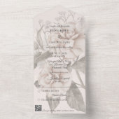 Beige Rose Silhouette QR Code All In One Einladung (Innen Boden)