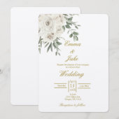 Beige Rosenhochzeit Einladung (Vorne/Hinten)