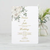 Beige Rosenhochzeit Einladung (Stehend Vorderseite)