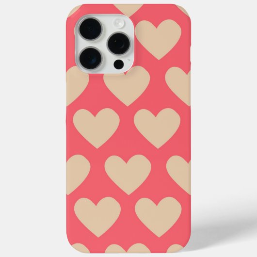 Beige Rot Niedlich Einfaches Herzmuster Case-Mate iPhone Hülle (Rückseite)