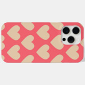 Beige Rot Niedlich Einfaches Herzmuster Case-Mate iPhone Hülle (Rückseite (Horizontal))