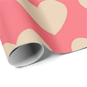 Beige Rot Niedlich Einfaches Herzmuster Geschenkpapier (Rolleneckpunkt)