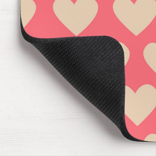 Beige Rot Niedlich Einfaches Herzmuster Mousepad (Ecke)