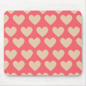 Beige Rot Niedlich Einfaches Herzmuster Mousepad (Vorne)
