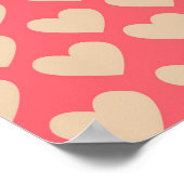 Beige Rot Niedlich Einfaches Herzmuster Poster (Ecke)