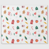 Beige Rot und Niedliches Weihnachtswrapping Paper Geschenkpapier (Flach)