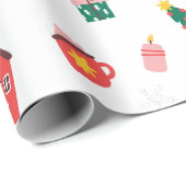 Beige Rot und Niedliches Weihnachtswrapping Paper Geschenkpapier (Rolleneckpunkt)