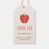 Beige Rote Apfel-Abschlussfeier Geschenkanhänger G (Vorderseite)