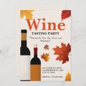 Beige Rote Vintag Herbstweine Party der Weinprobe Einladung (Vorne/Hinten)