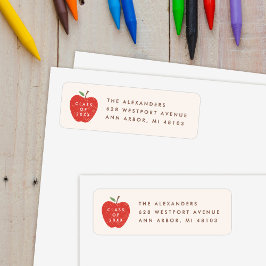 Beige roter Apfel Vorschulabschluss Adressetikett