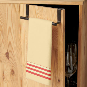 Beige + Roter Streifen Trim Küche Geschirr Handtuc Geschirrtuch