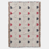 Beige & rotes Herz Nahtloses Muster Cute Minimal Decke (Vorderseite Vertikal)