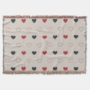 Beige & rotes Herz Nahtloses Muster Cute Minimal Decke