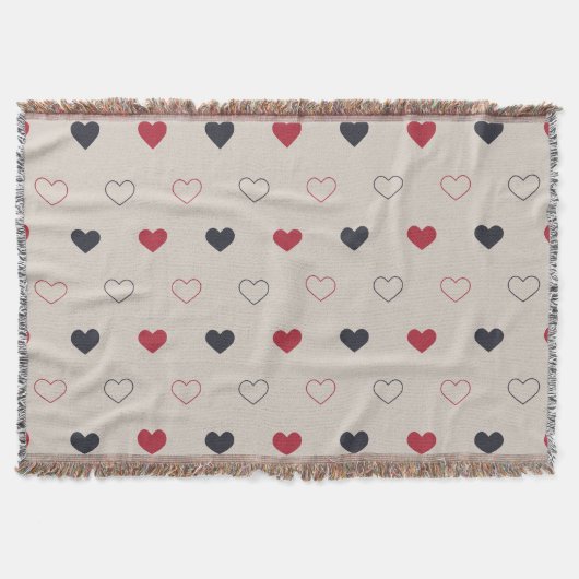 Beige & rotes Herz Nahtloses Muster Cute Minimal Decke (Vorderseite)
