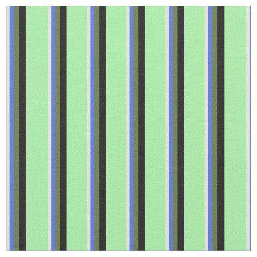 Beige, Royal Blue, Dark Olive Green, Black & Green Stoff (Nahaufnahme)