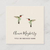 Beige Ruby-throated Hummingbirds Quadratische Visitenkarte (Vorderseite)