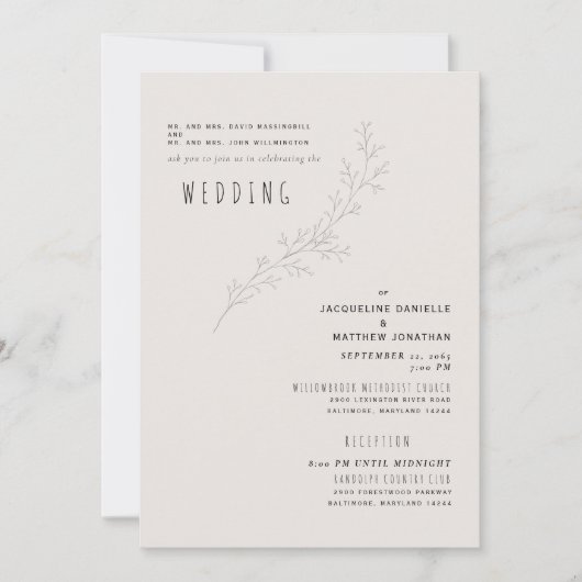 Beige Ruhe Beide Eltern 2 Ort Einladung (Vorderseite)