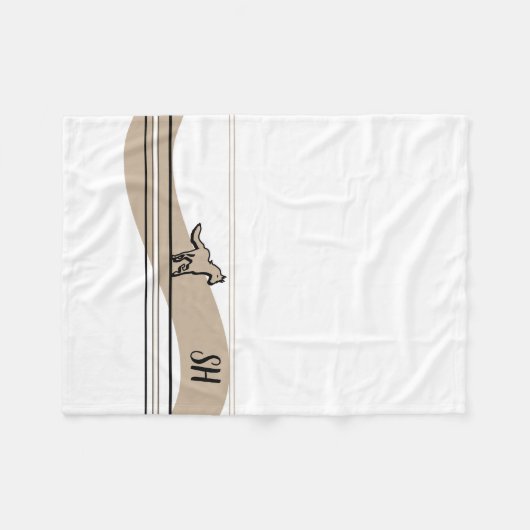 Beige Running Horse Design and Initials Fleecedecke (Vorderseite (Horizontal))