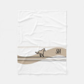Beige Running Horse Design and Initials Fleecedecke (Vorderseite)