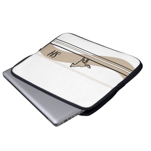 Beige Running Horse Design and Initials Laptopschutzhülle (Vorne Knopf)