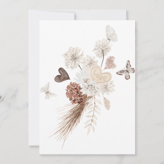 Beige Rustic Boho Liebe Bridal Brunch Einladung (Rückseite)