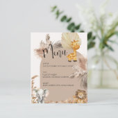 Beige Safari Thema Jungle Animals Kindermenü Party (Stehend Vorderseite)