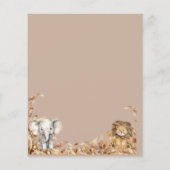 Beige Safari Thema Jungle Animals Kindermenü Party (Rückseite)