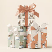 Beige, Sage & Amber Bunny Oaster Geschenkpapier Set