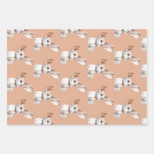 Beige, Sage & Amber Bunny Oaster Geschenkpapier Set (Vorderseite 2)