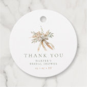Beige & Sage Blume & Bow Brautparty Vielen Dank Geschenkanhänger (Vorderseite)