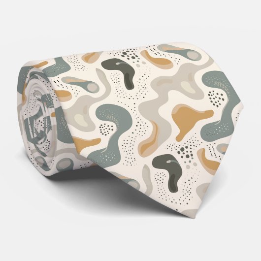 Beige & Sage Green Simple Boho Krawatte (Gerollt)