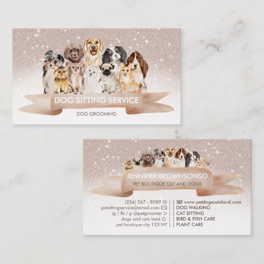 Beige Sand Cream Hunde Visitenkarte (Vorne/Hinten)