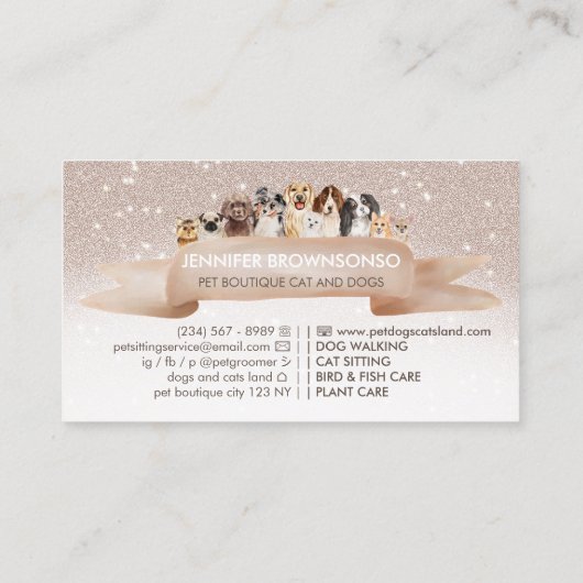 Beige Sand Cream Hunde Visitenkarte (Rückseite)