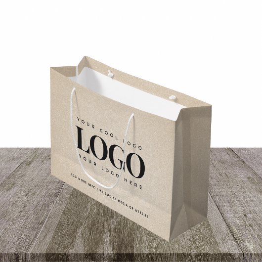 Beige Sand Grainy Add Company Logo Business Custom Große Geschenktüte
