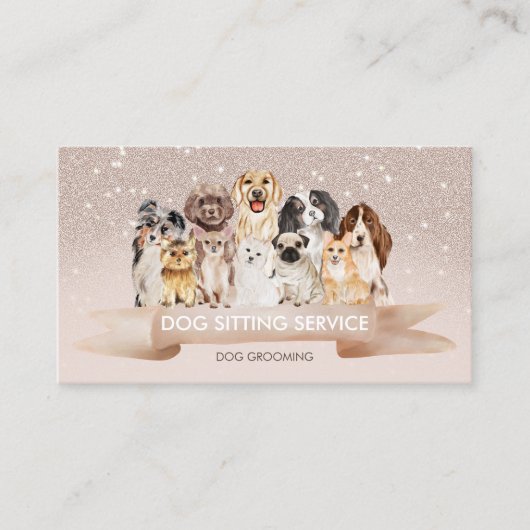 Beige Sand Petsitter Dog Groomer Visitenkarte (Vorderseite)