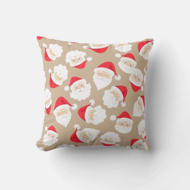 Beige Santa Christmas Pillow Kissen (Vorderseite)