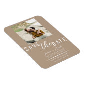 Beige Save the Date Foto Wedding Magnet (Rechte Seite)
