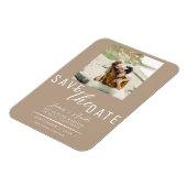 Beige Save the Date Foto Wedding Magnet (Linke Seite)
